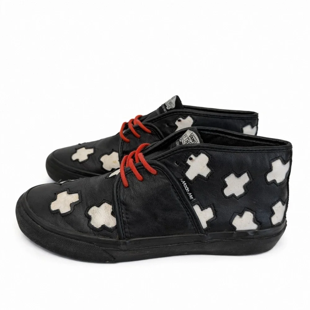 Vans MadeMe Camryn Plus Black Leather White Cross Sneakers Womens 7.5 Rare - Picture 4 of 7
